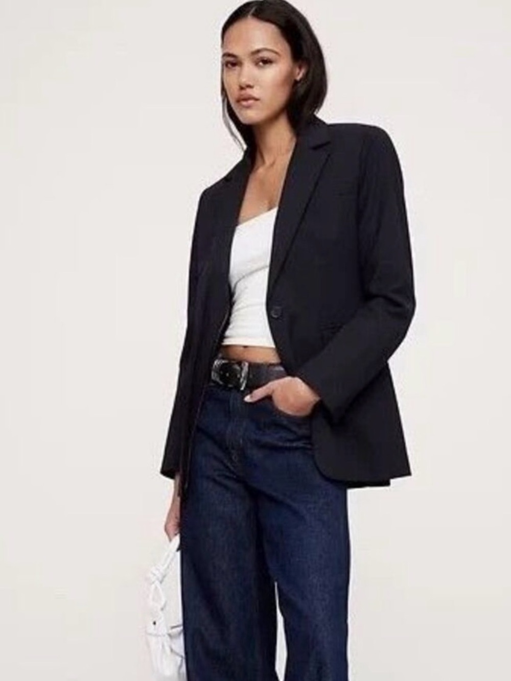 Banana Republic Slim Italian Wool Blazer | Navy Blue #444943